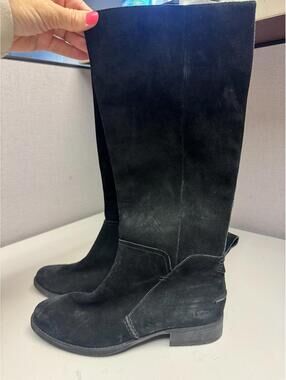 UGG Women's Tall Leather Suede Riding Boot Black Size 7 New